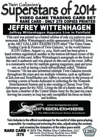 1285 JEFFREY WITTENHAGEN - FAIRFIELD AUTOGRAPH CARD