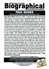 1625 - Biographical - American Baseball - Paul Waner