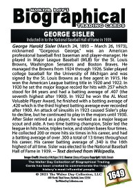 1649 - Biographical - American Baseball - George Sisler