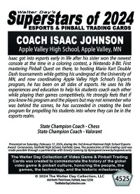4525 - Coach Isaac Johnson - Apple Valley High School Esports - NATIONAL ESPORTS AWARDS CEREMONIES